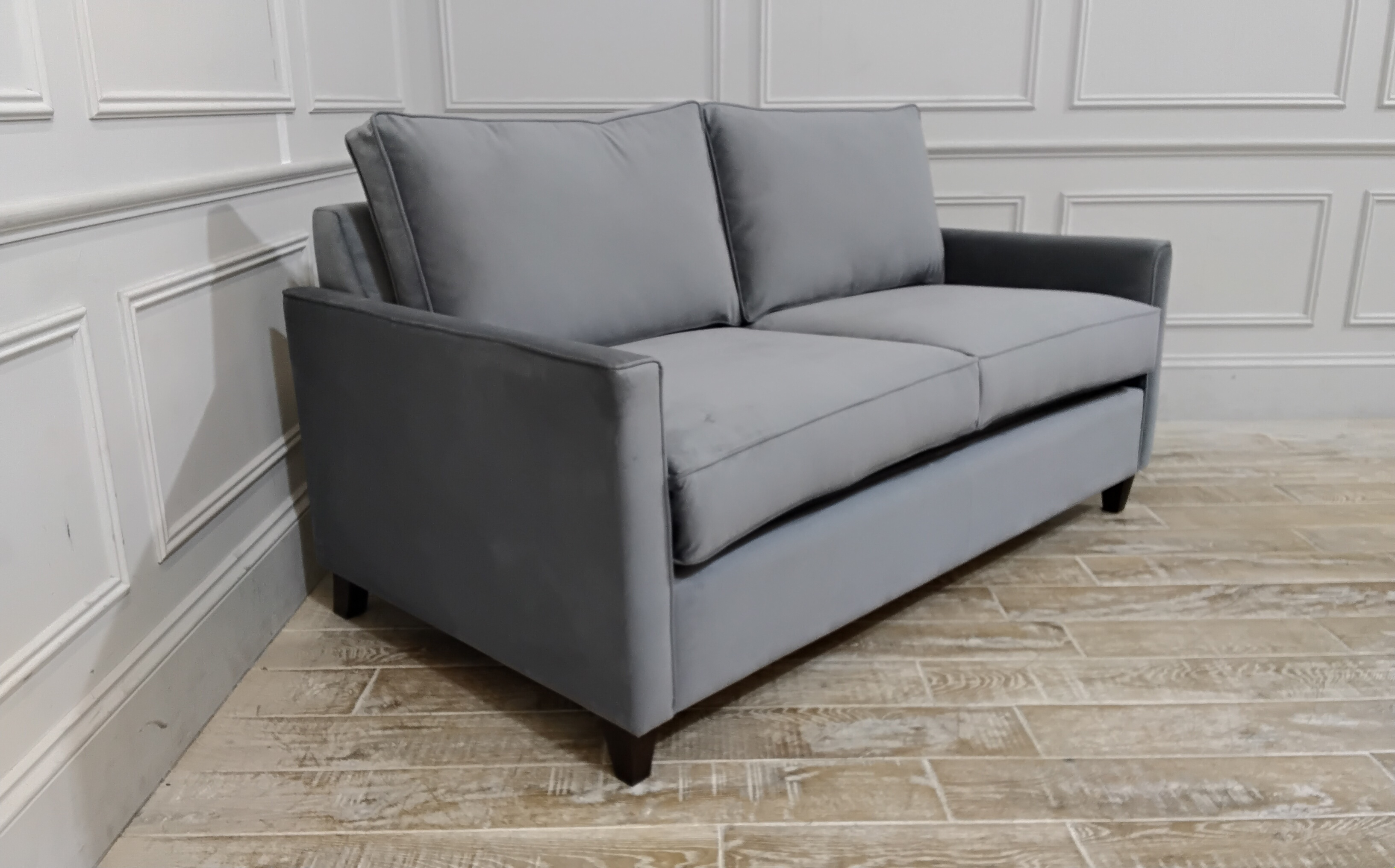 Hayes 3 Seater Sofa Bed in Stain Resistant Moleskin Velvet Battleship with a Memory Foam Mattress