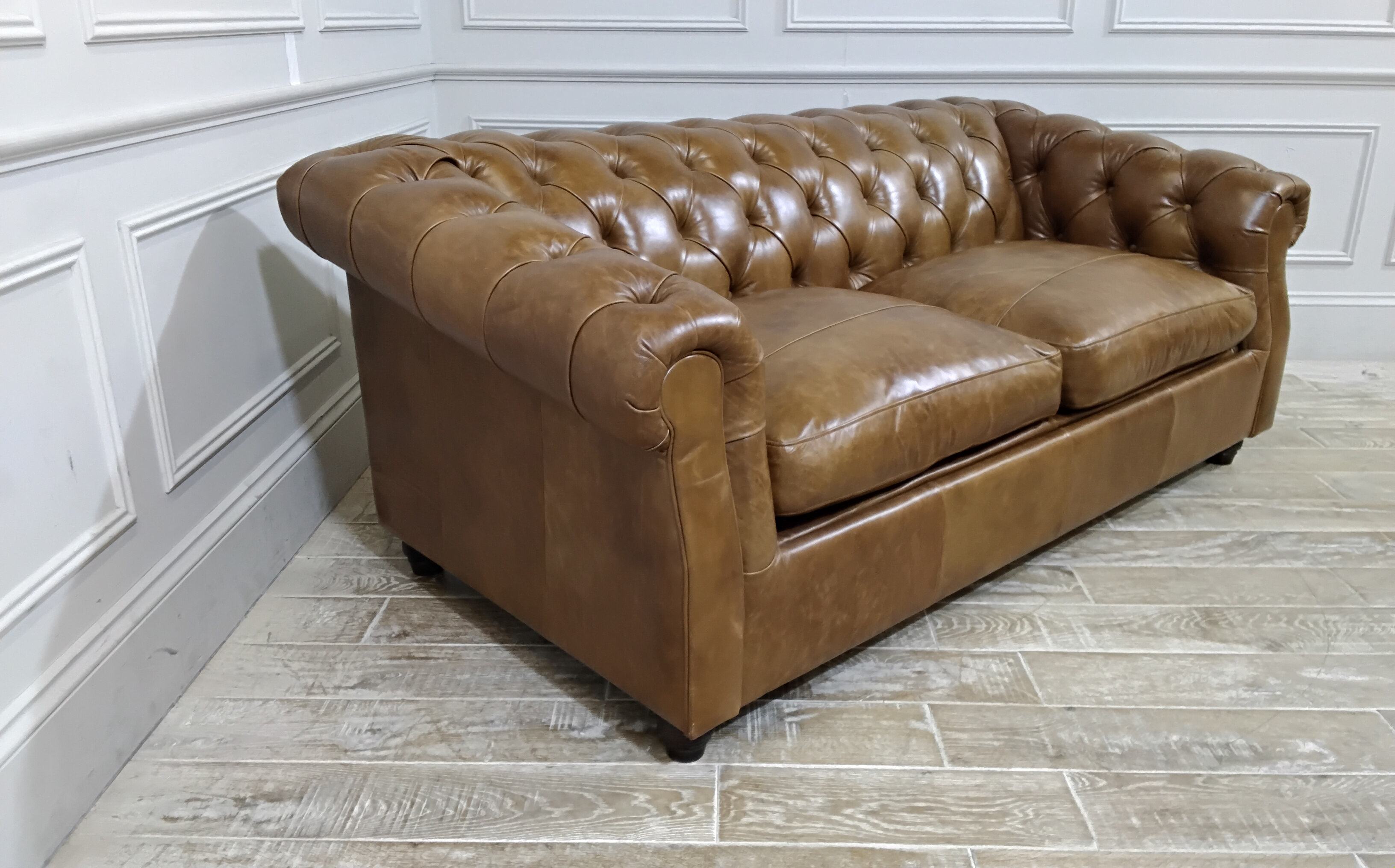 Wantage 3 Seater Sofa Bed in Antiqued Leather Bison with a Memory Foam Mattress