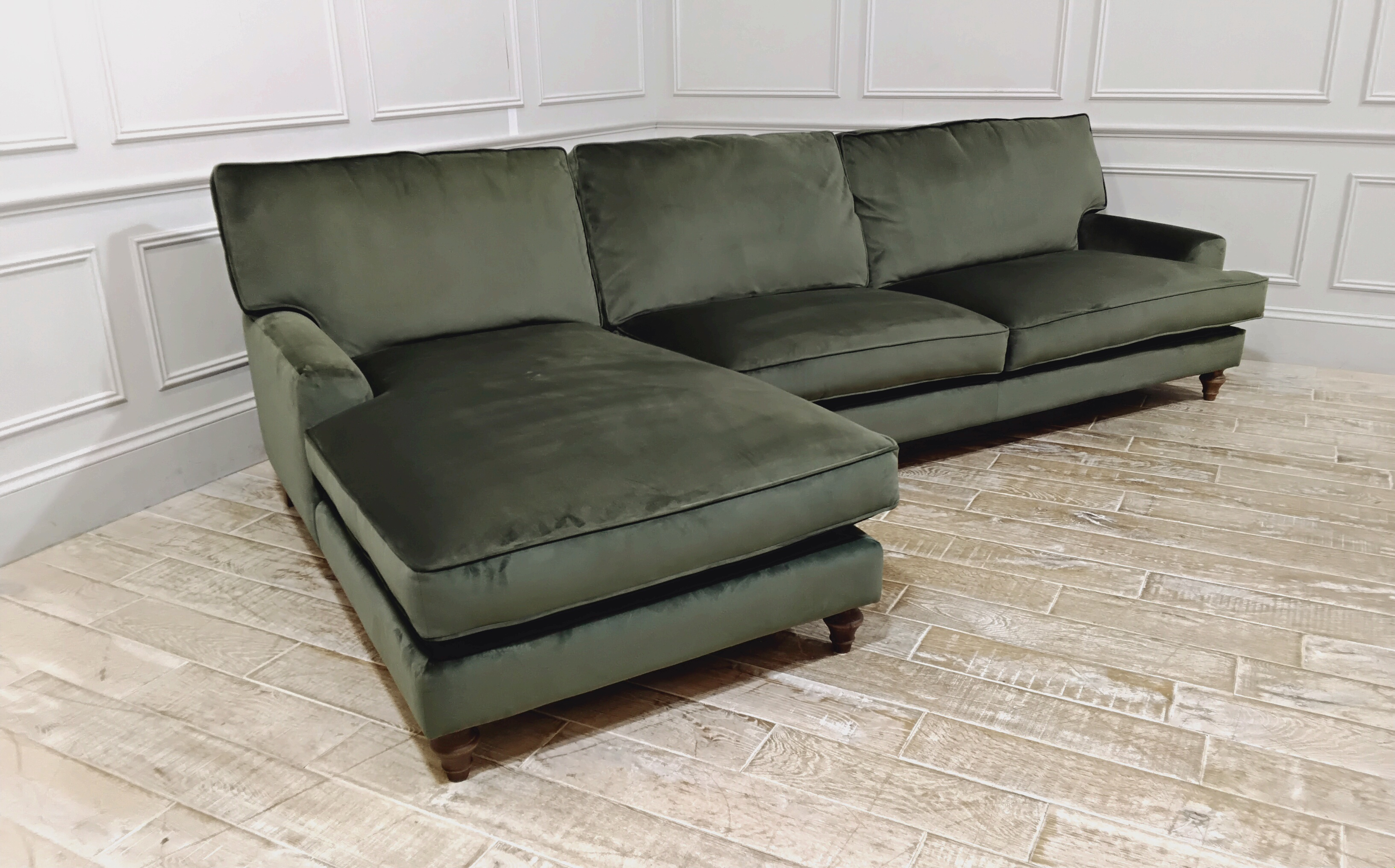 Whinfell Super Grand Chaise Sofa in Stain Resistant Plush Velvet Enchanted Eden