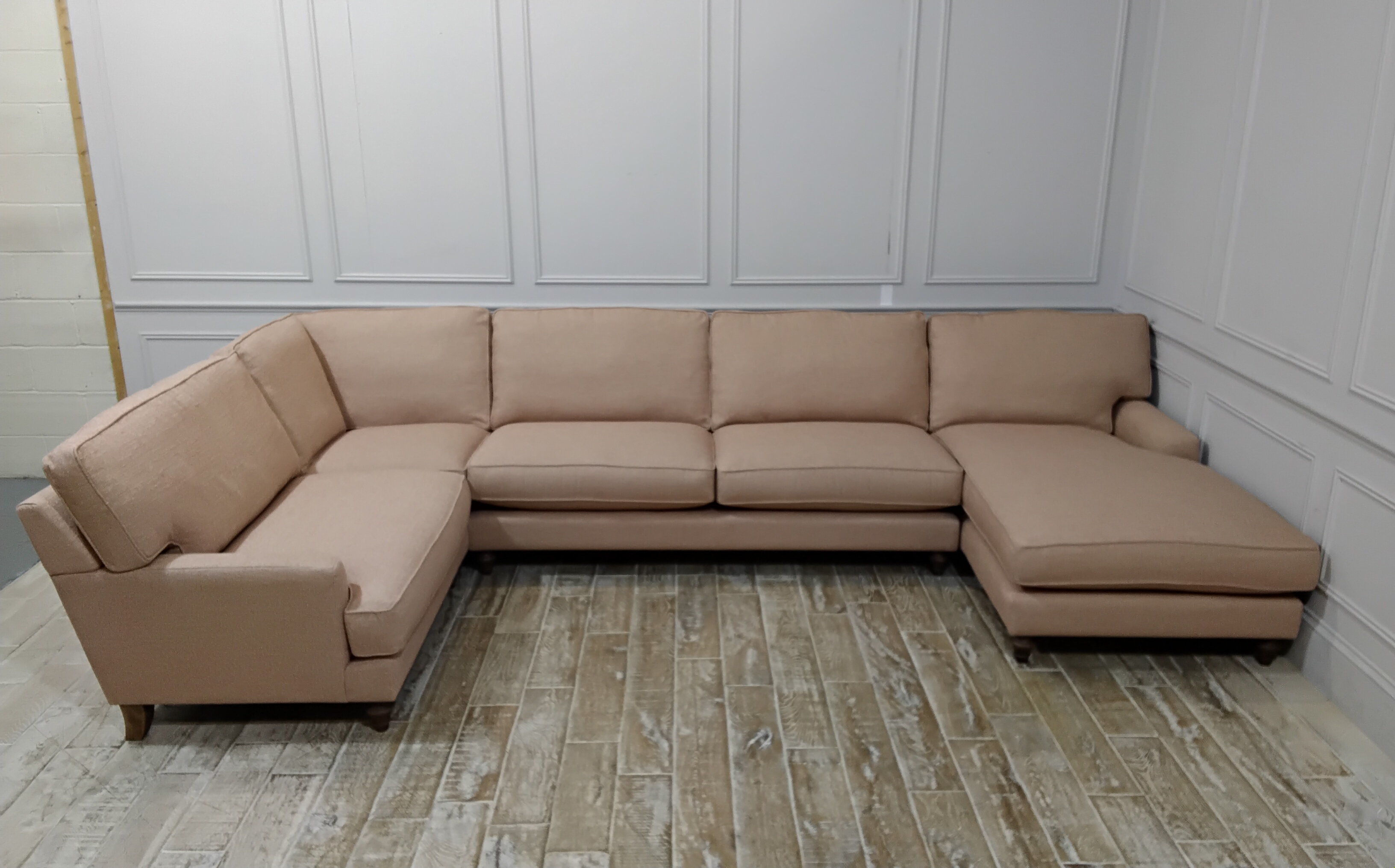 Whinfell Grand Corner Chaise Sofa in Hopsack Salmon