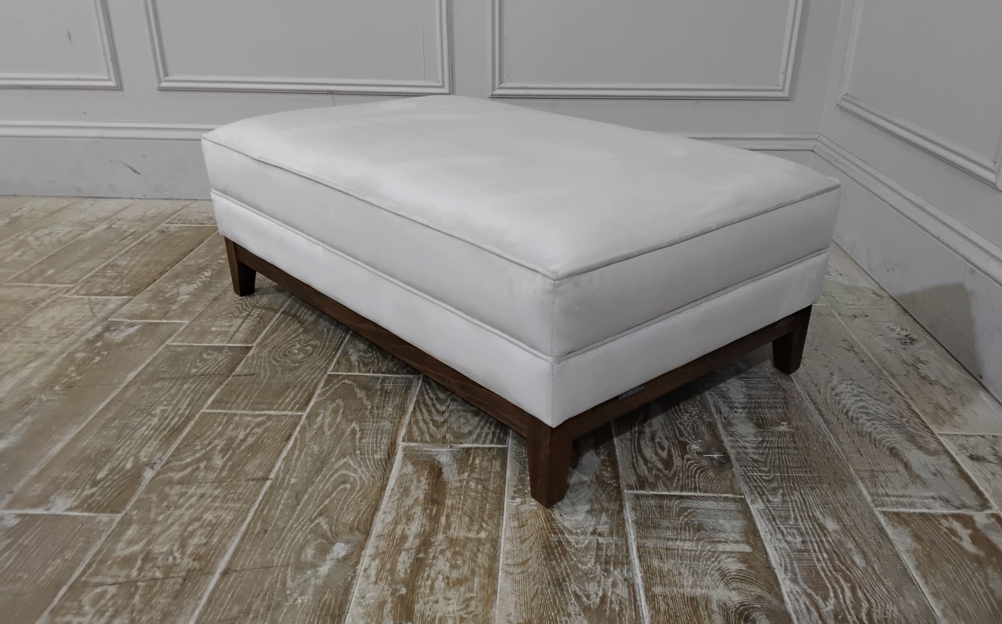 Darwin Footstool in Stain Resistant Plush Velvet Ghost Story
