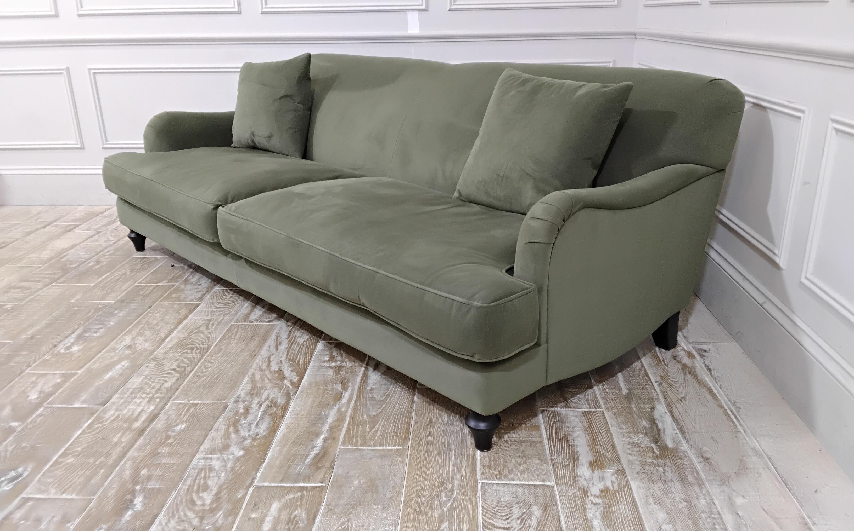 Clapham Super Grand Sofa in Easy Clean Recycled Velvet Griffin with Smoked Chrome Feet