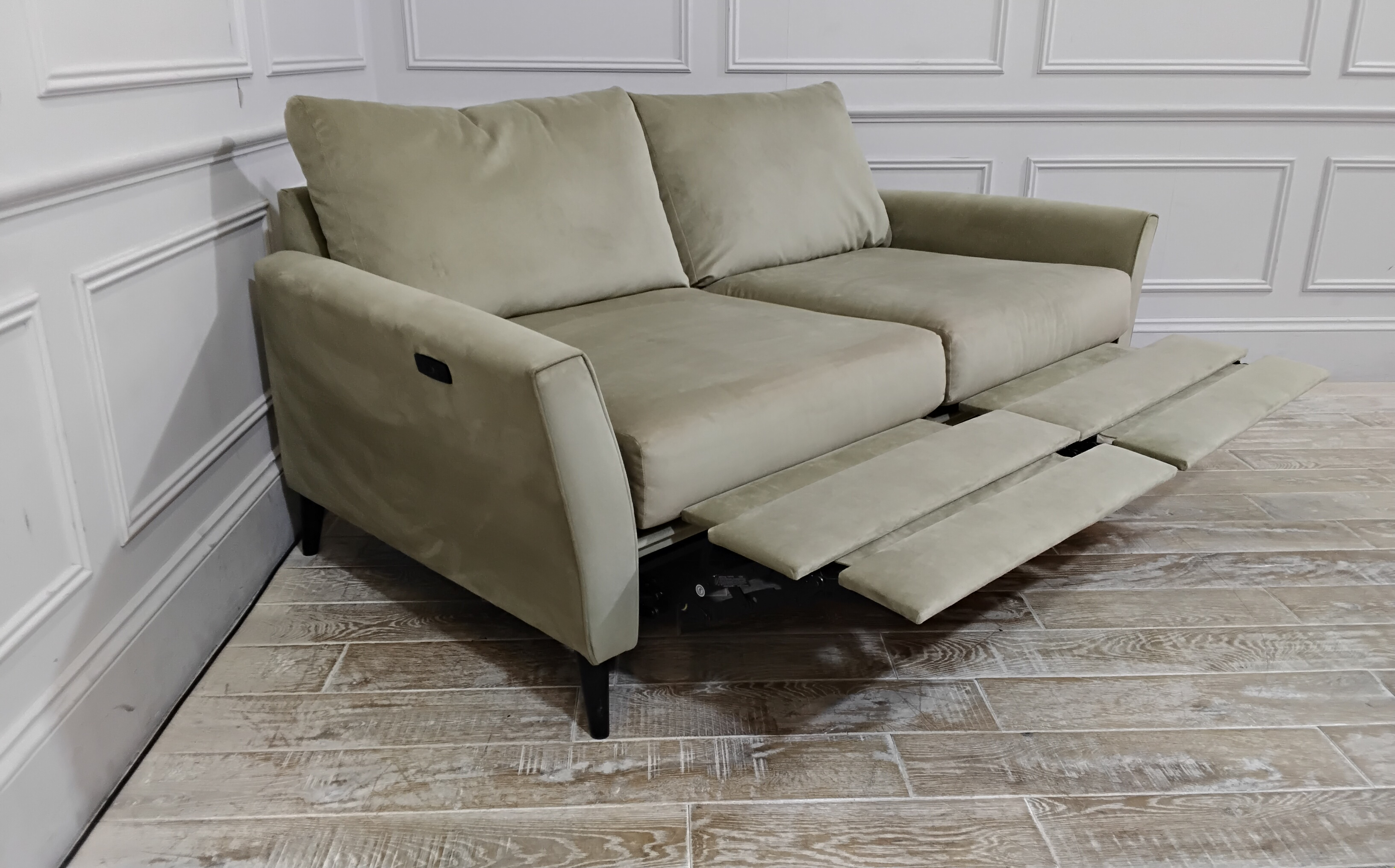 Elstree 3 Seater Recliner Sofa in Stain Resistant Moleskin Velvet Eucalyptus