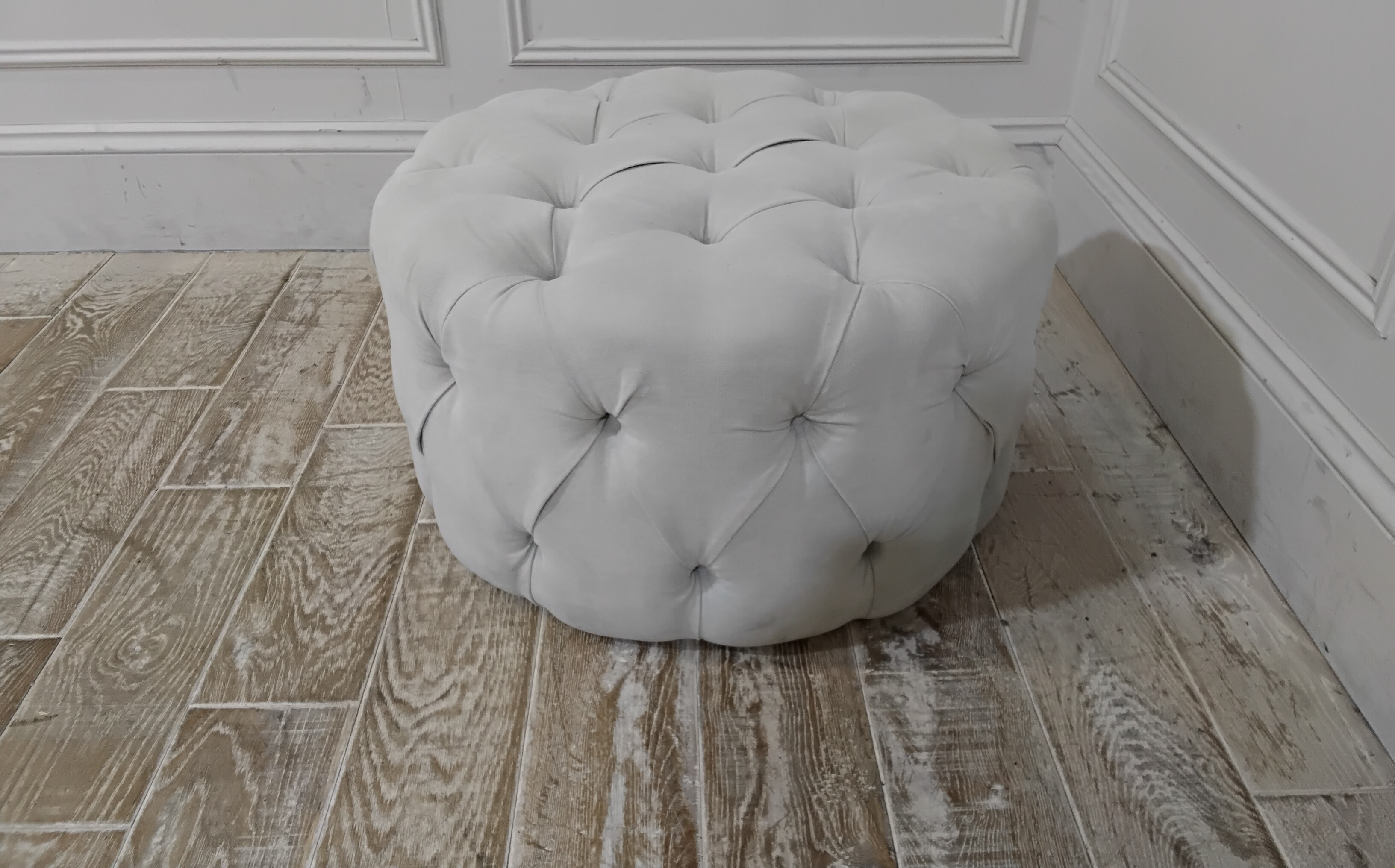 Stratford Large Footstool in Linen Cotton Balsam