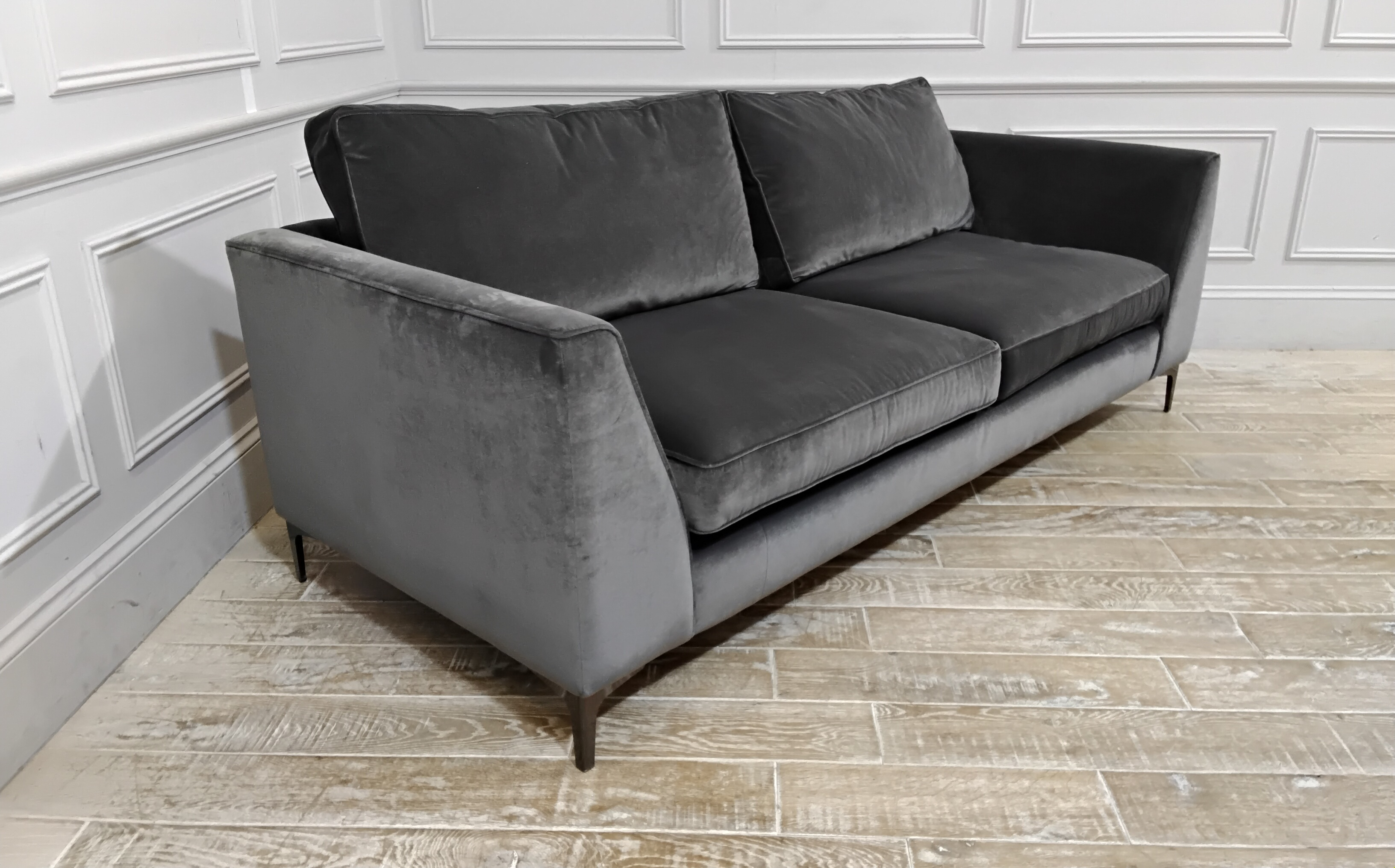Clapham Grand Sofa in Stain Resistant Cotton Velvet Granite