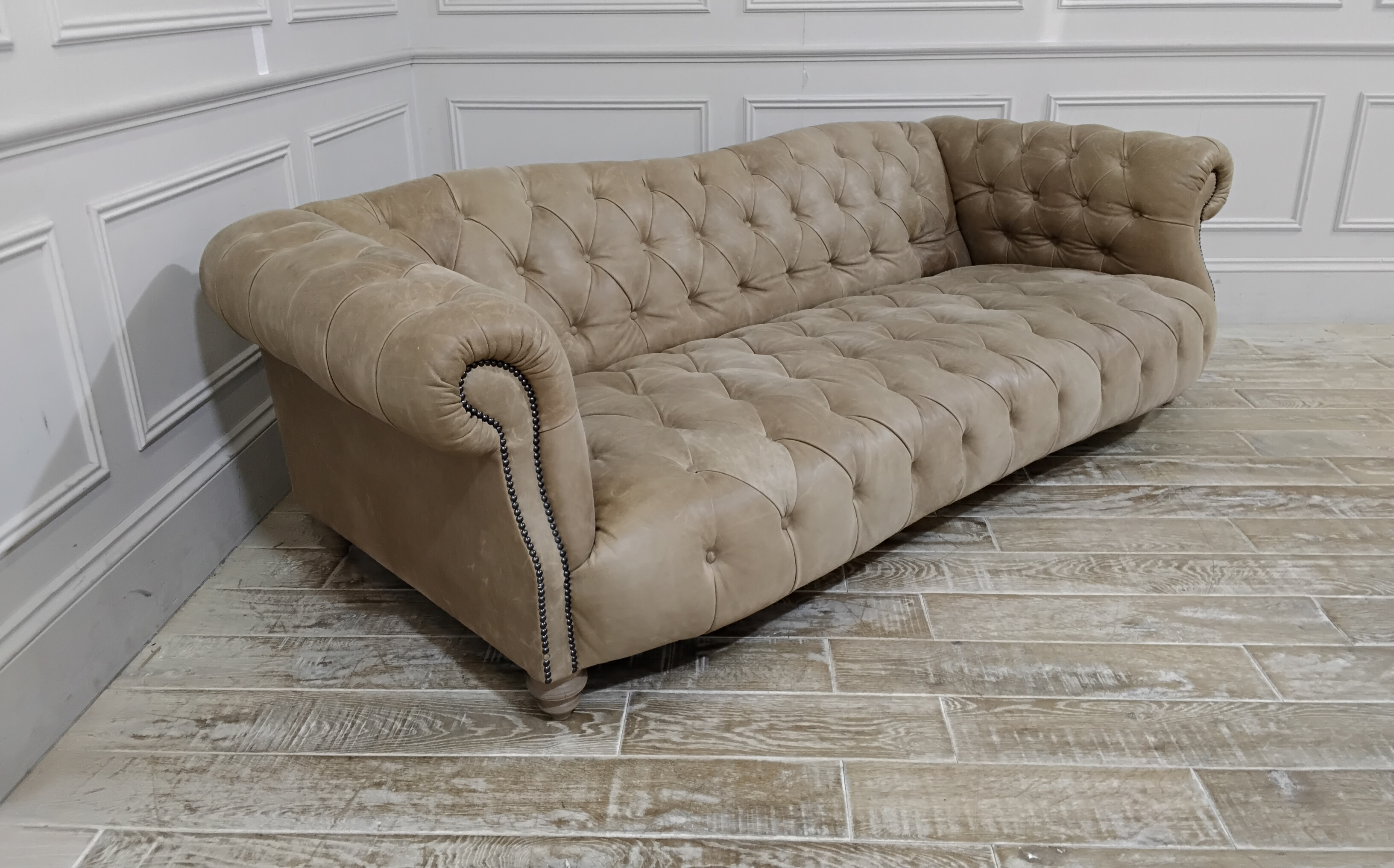 Roslin Grand Sofa in Rustic Hennessey Leather Alpaca