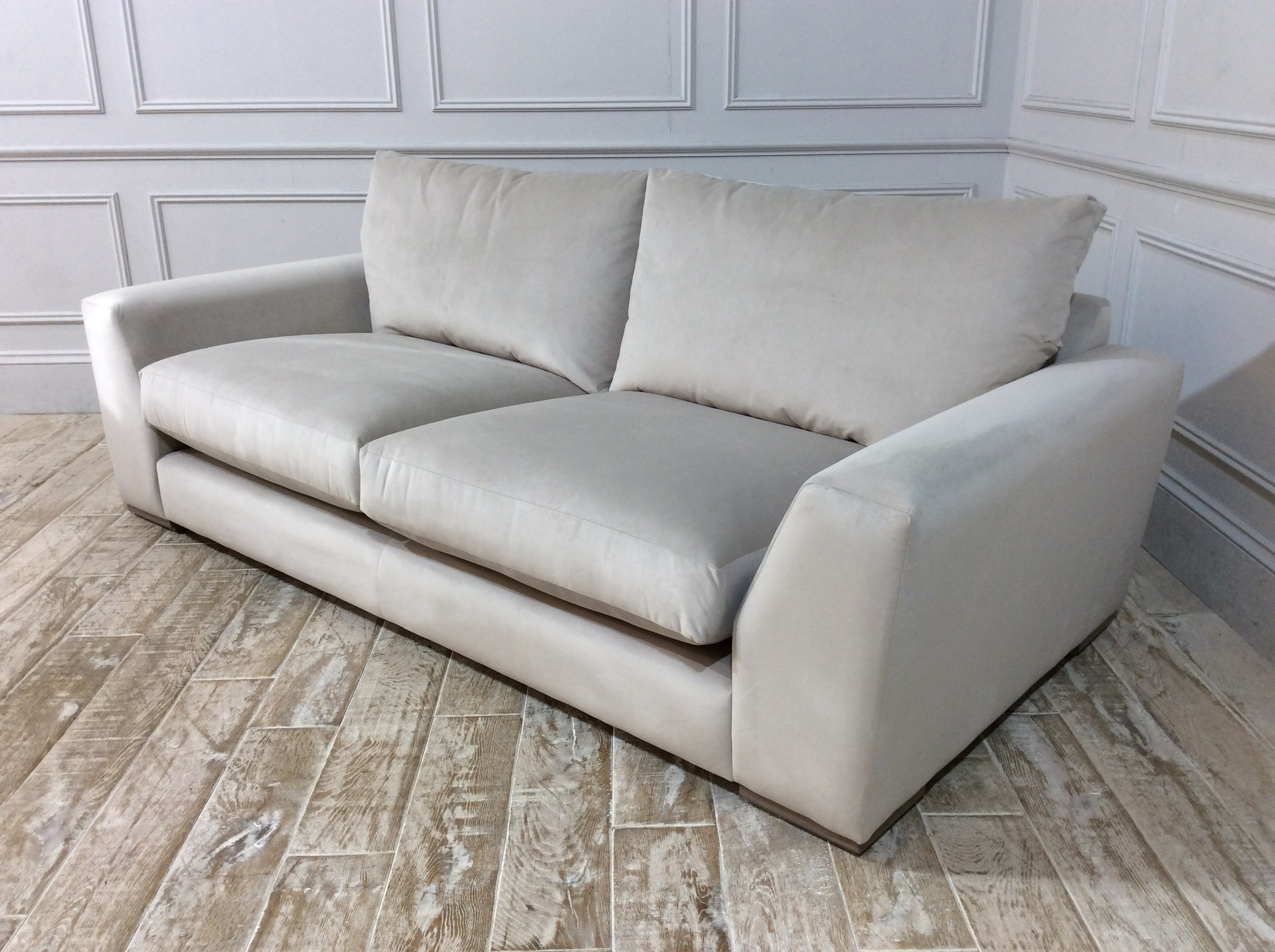 Kingston Large Sofa in Stain Resistant Moleskin Velvet Flax