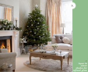 Refined living room decorated for Christmas