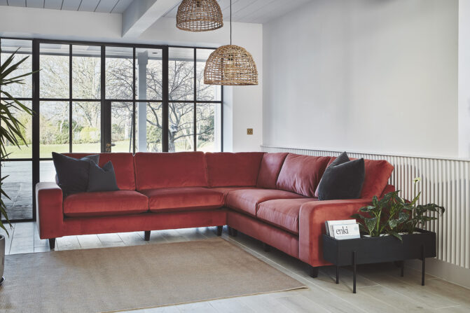 Kingley velvet corner sofa