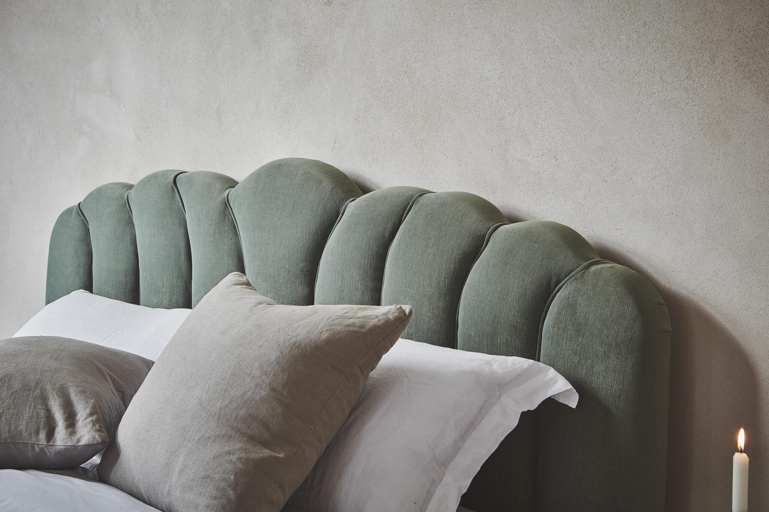 Snowden super king green velvet bed