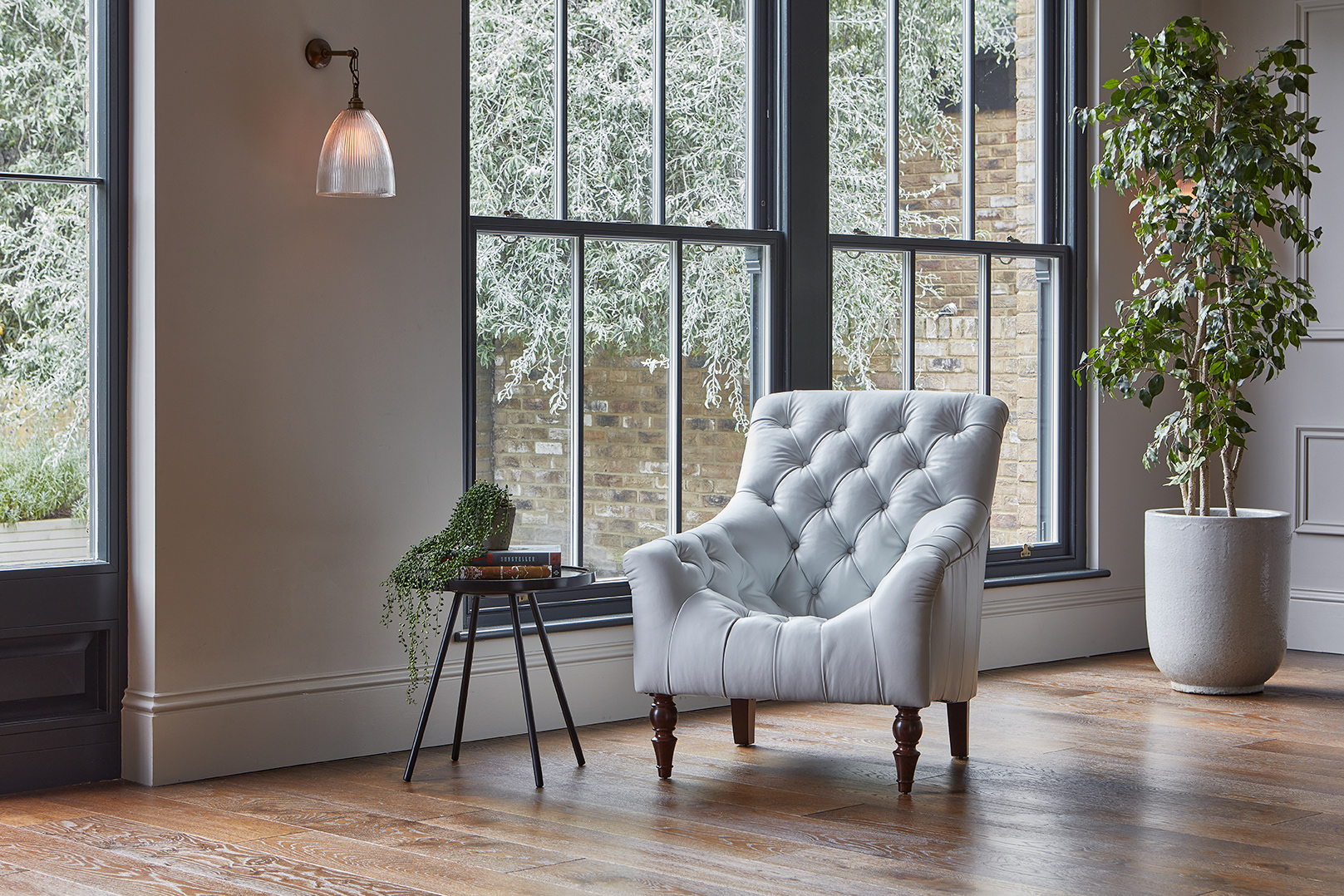 high back grey chair