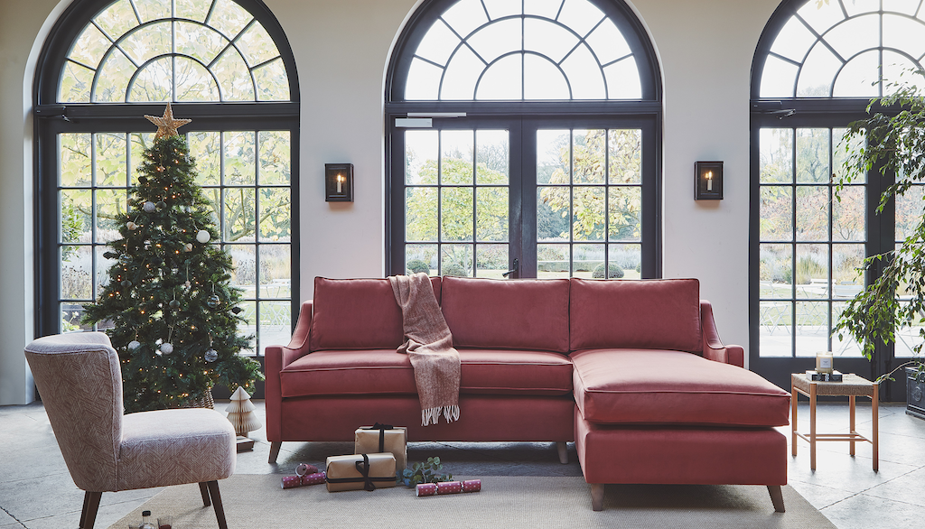 Weymouth Chaise styled for Christmas